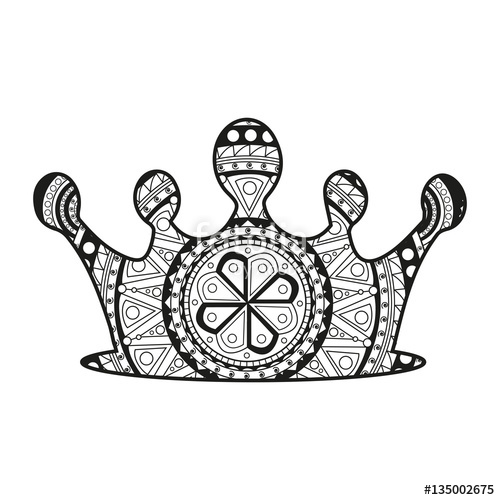 500x500 Vector Illustration Of A Crown Mandala For Coloring Book, Corona
