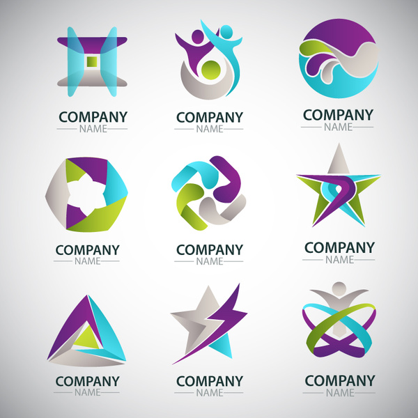 600x600 Corporate Logo Sets Design With Various Shapes Free Vector In