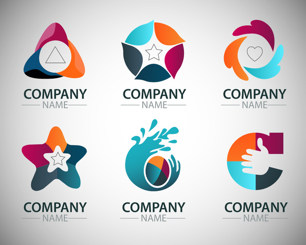 600x480 Corporate Logo Sets With Artistic Shapes Illustration Free Vector