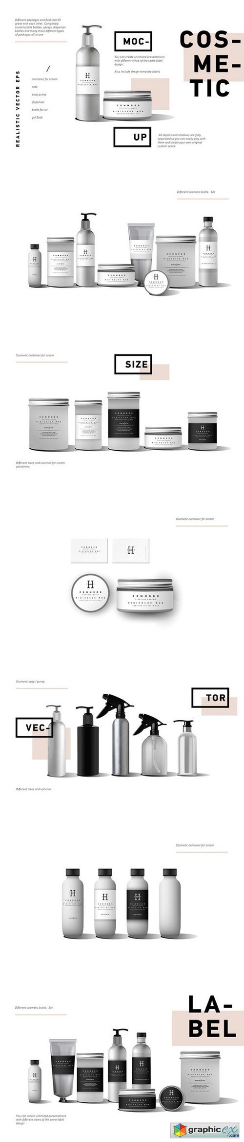 500x2331 Cosmetic Vector Mockup Bottle 852805 Free Download Vector Stock