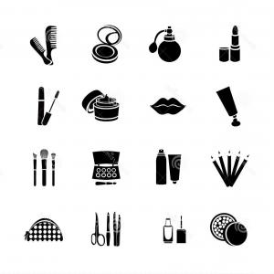 300x300 Stock Illustration Cosmetics Vector Set Flat Web Icons Black White
