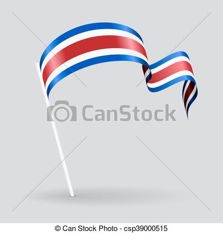 450x470 Costa Rican Wavy Flag. Vector Illustration. Costa Rican Pin Icon