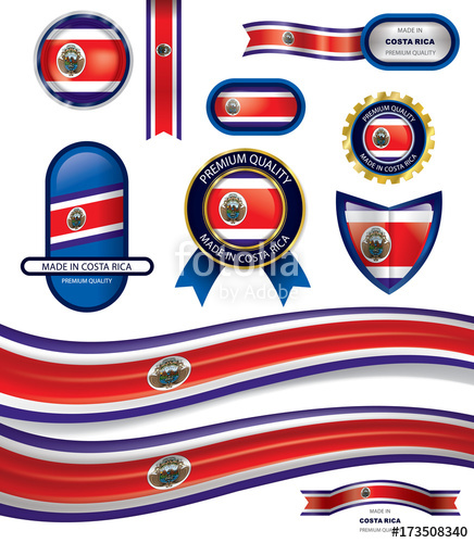 436x500 Made In Costa Rica Seal, Costa Rican Flag (Vector Art) Stock