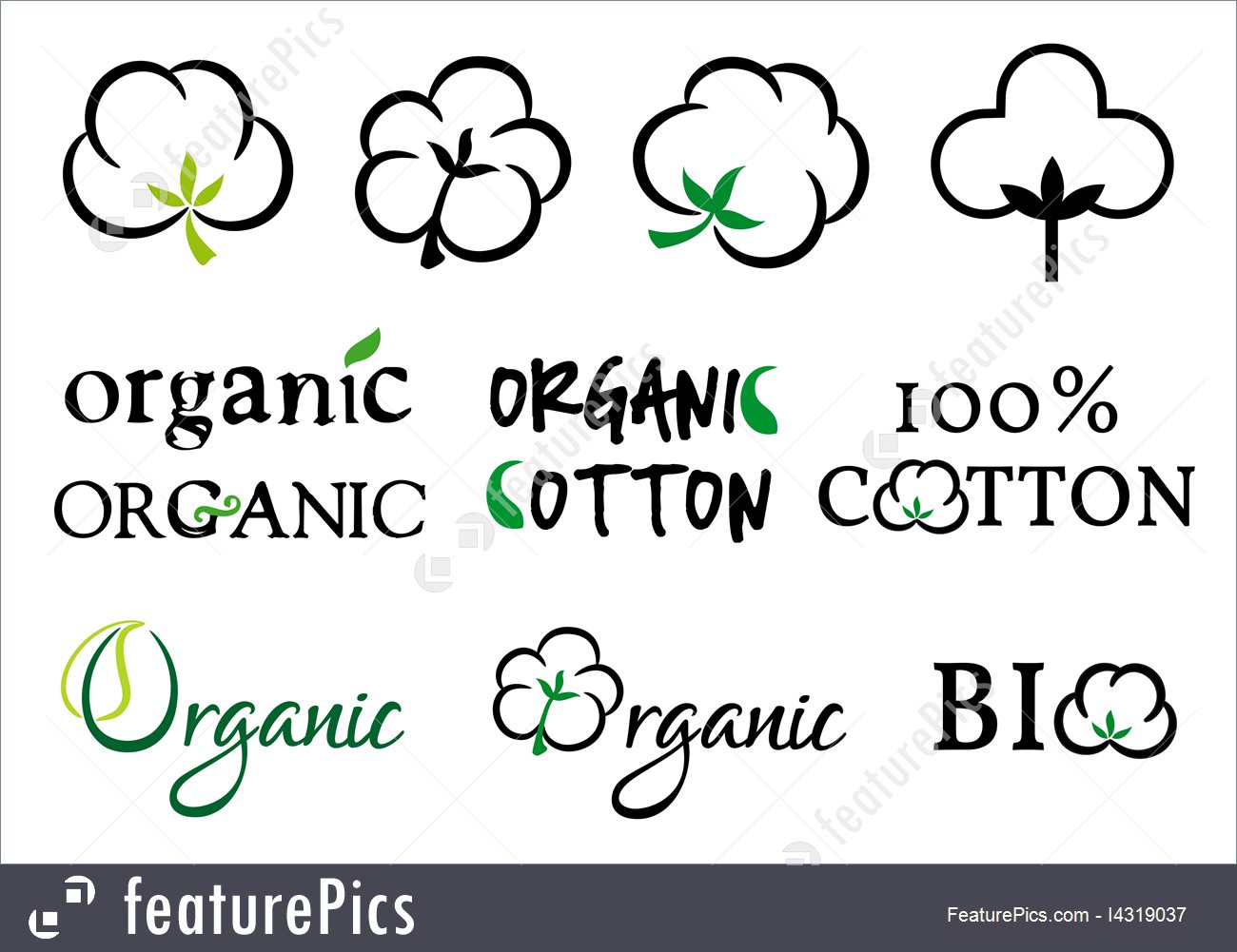 1300x1001 Organic Cotton, Vector Set Stock Illustration I4319037