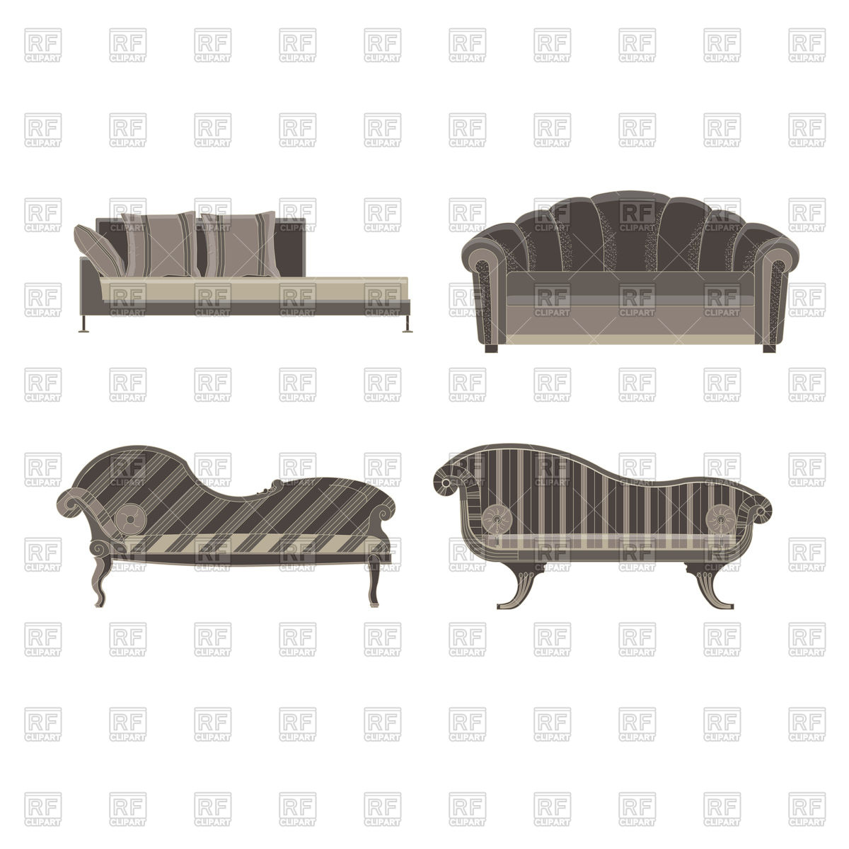 1200x1200 Set Of Sofa Furniture Icons, Couch Vector Image Vector Artwork
