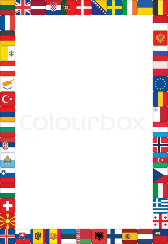 550x800 Frame Made Of European Countries Flags Vector Illustration Stock