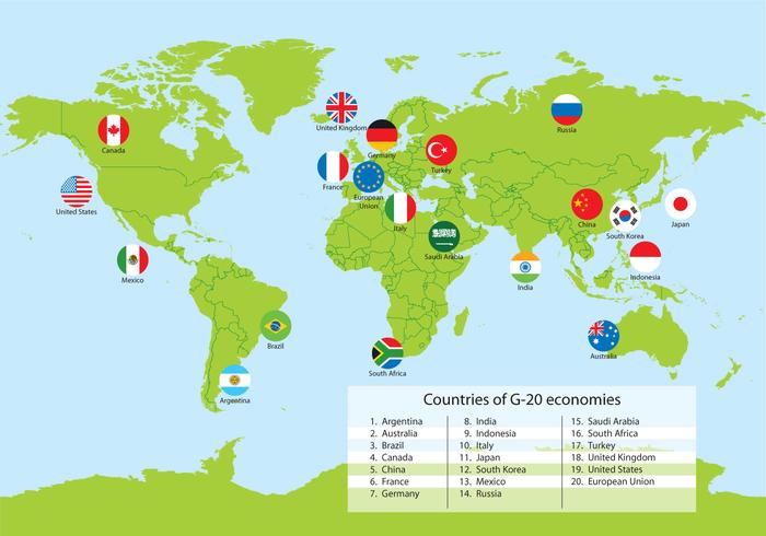 700x490 G20 Countries World Map Vector