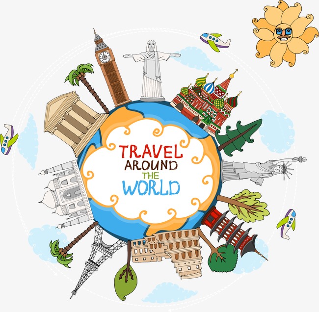 650x636 World Travel Attraction Countries, World Vector, Travel Vector