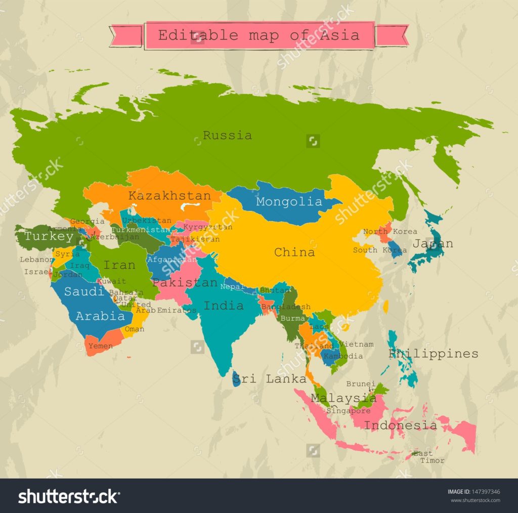 1024x1014 Free Vector World Map With Country Names Copy All Asia Map 1