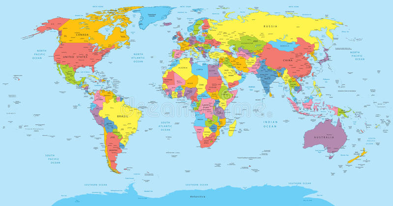 800x421 World Map With Countries Vector Free Download