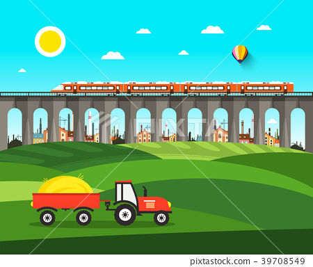 450x384 Countryside. Vector Nature Landscape