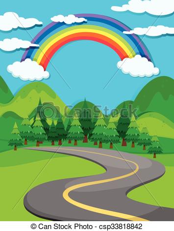 355x470 Nature Scene With Road To The Countryside Illustration.