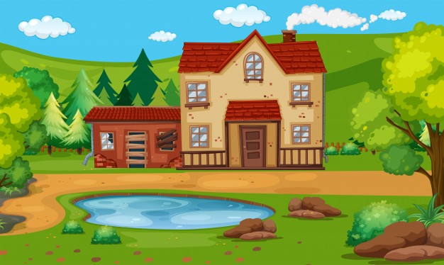 626x374 Old House With The Pond In The Countryside Vector Premium Download