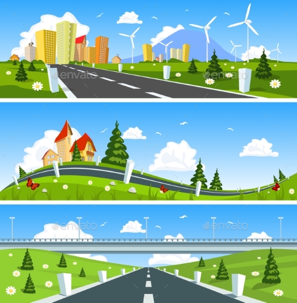 590x603 Scenic Road Through The Countryside. Vector By Jupea Graphicriver