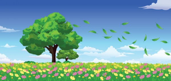 600x286 Spring Countryside Vector Background