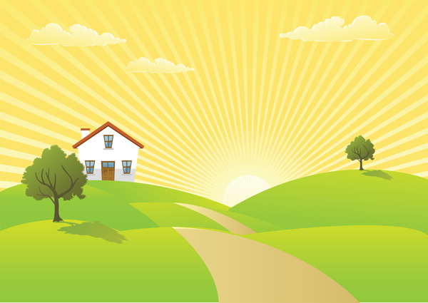 600x425 Sunrise In Country Landscape Free Vector In Adobe Illustrator Ai
