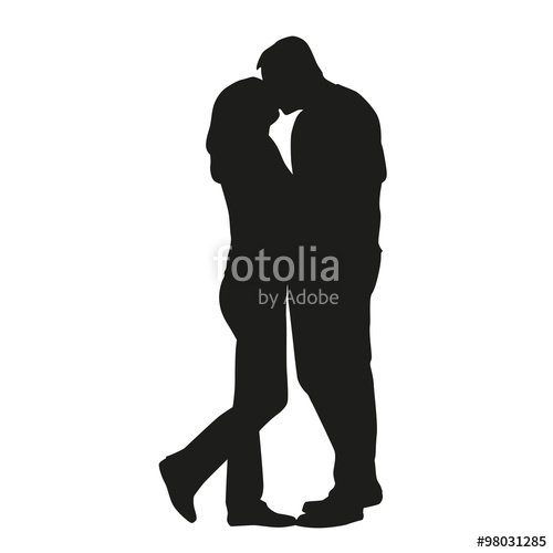 500x500 Couple Kissing Silhouette. In Love Stock Image And Royalty Free