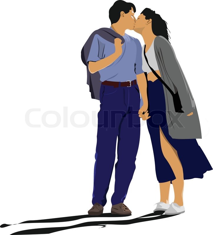 724x800 Kissing Couple Vector Illustration Stock Vector Colourbox