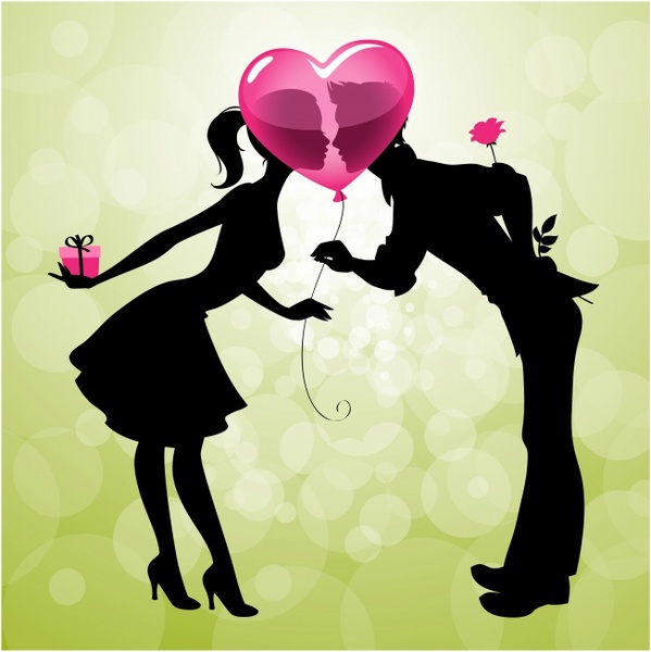 599x600 Valentine39s Day Cartoon Couple Kissing Silhouette Vector Free