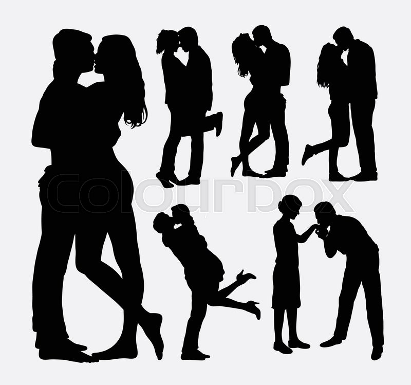 800x749 Valentines Kissing Couple People Silhouettes. Good Use For Symbol