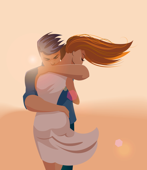 600x694 Embraces Love Couple Vector Material 01 Free Download