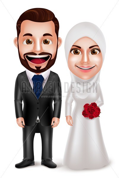 401x600 Muslim Couple Vector Characters For Wedding
