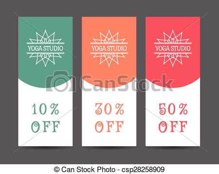 450x357 Yoga Studio Vector Discount Coupon Template. Yoga Ornamental