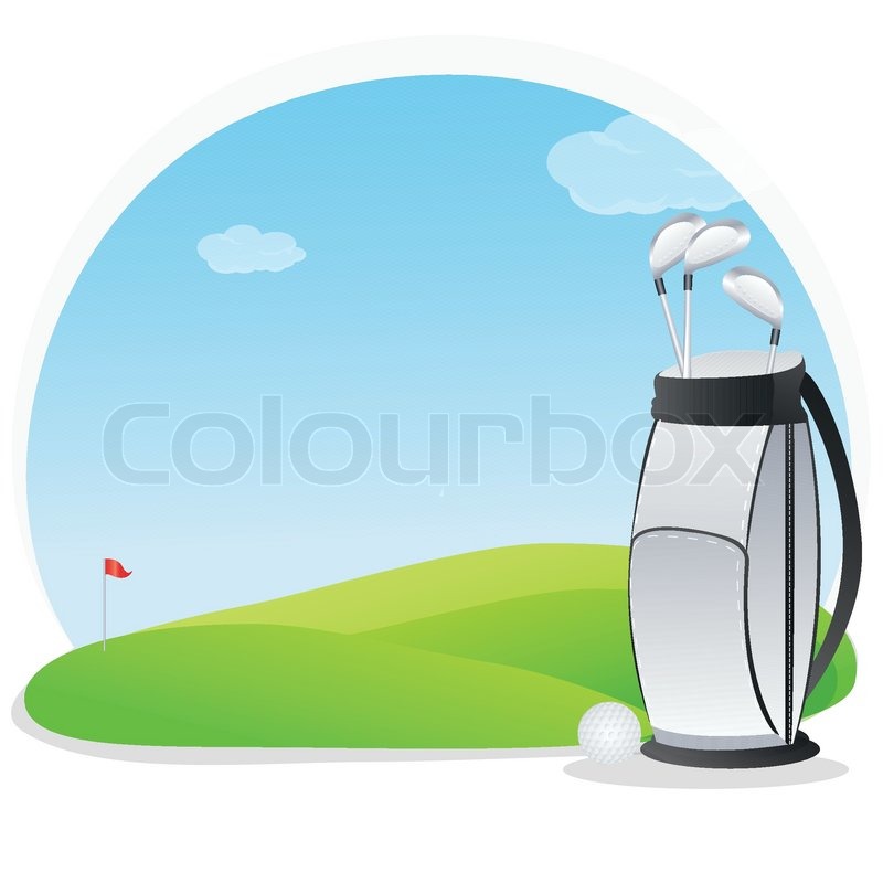 800x800 Illustration Of Golf Kit In Golf Course Stock Vector Colourbox