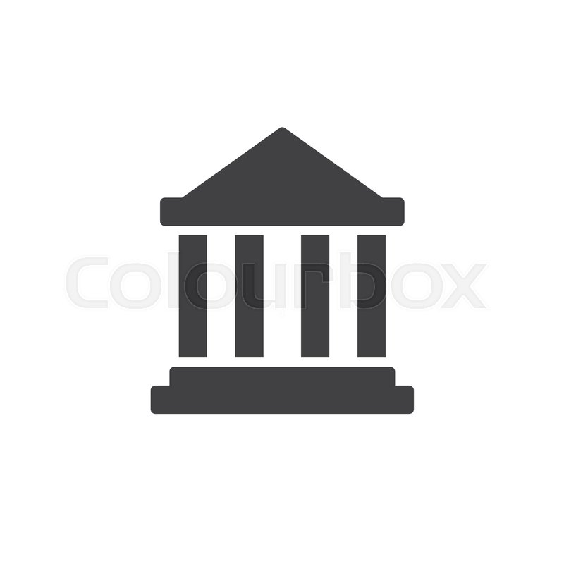 800x800 Bank Building Icon Vector, Filled Flat Sign, Solid Pictogram