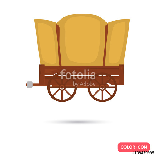 500x500 Covered Wagon Color Flat Icon For Web And Mobile Design Stock