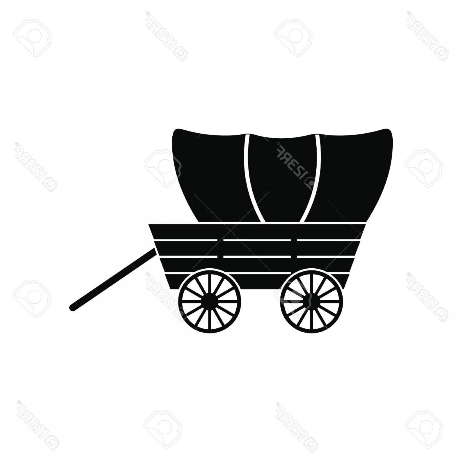 1560x1560 Photostock Vector Western Covered Wagon Black Simple Icon Isolated