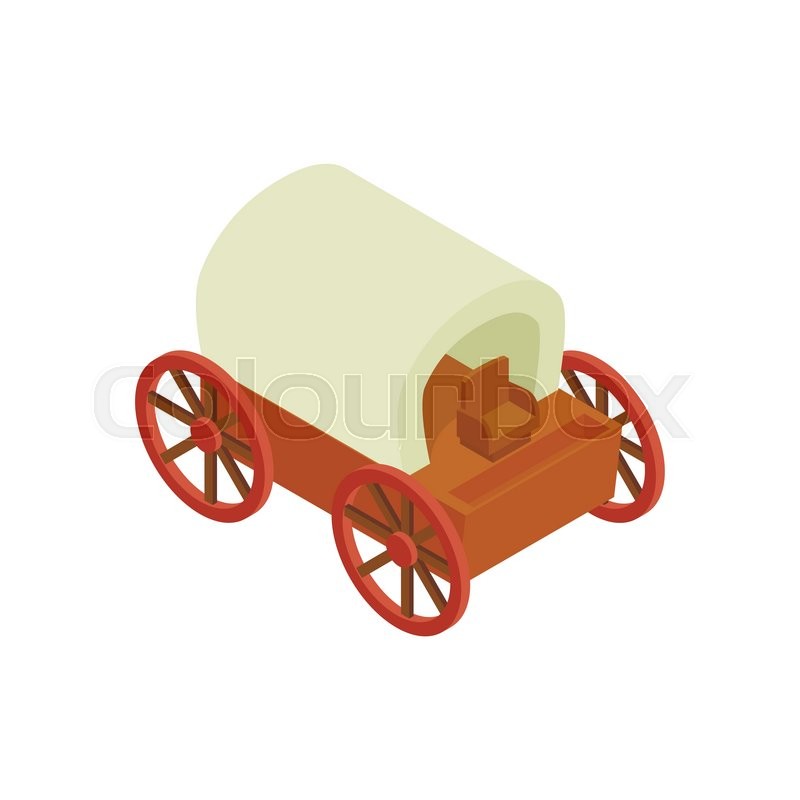 800x800 Western Covered Wagon Isometric 3d Icon On A White Background