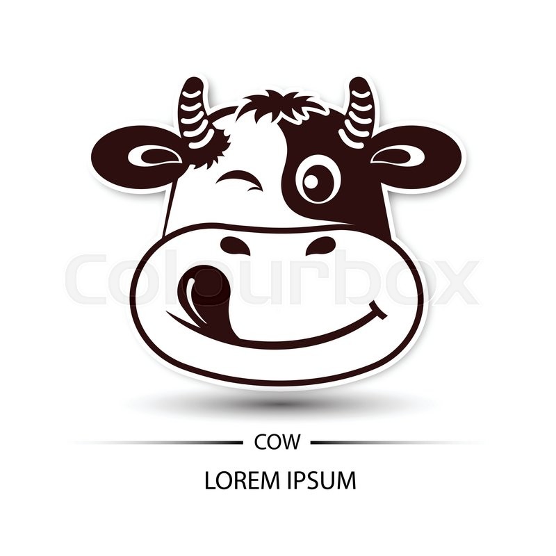 800x800 Cow Face Happy Logo And White Background Vector Illustration