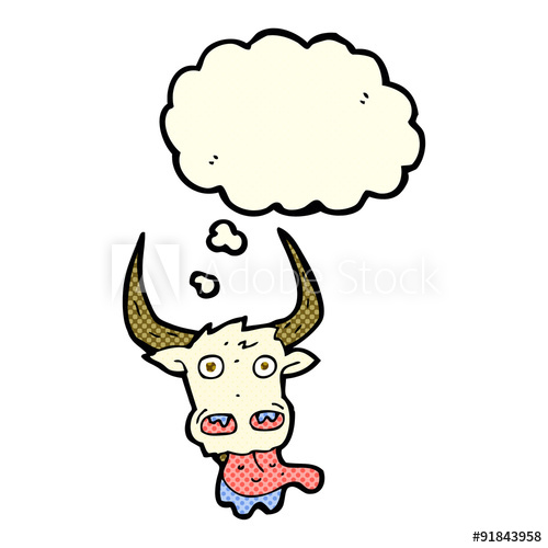 500x500 Cartoon Cow Face With Thought Bubble