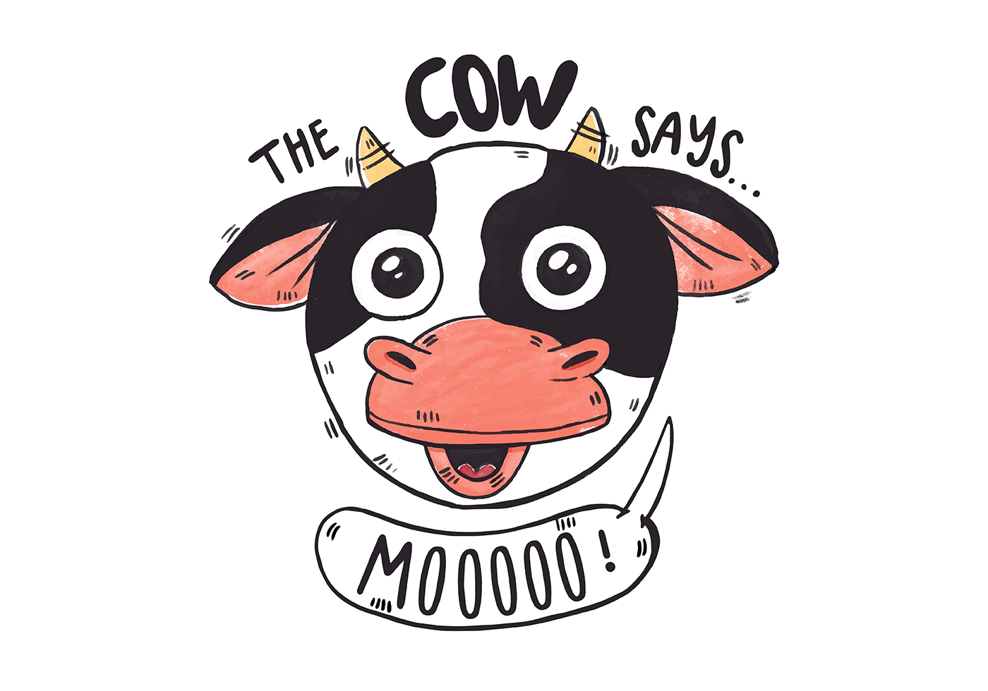 1400x980 Cow Head Free Vector Art