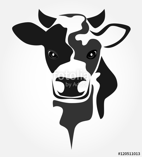 451x500 Cow Head Icon Vector. Stylized Cow Face Simple Design. Stock