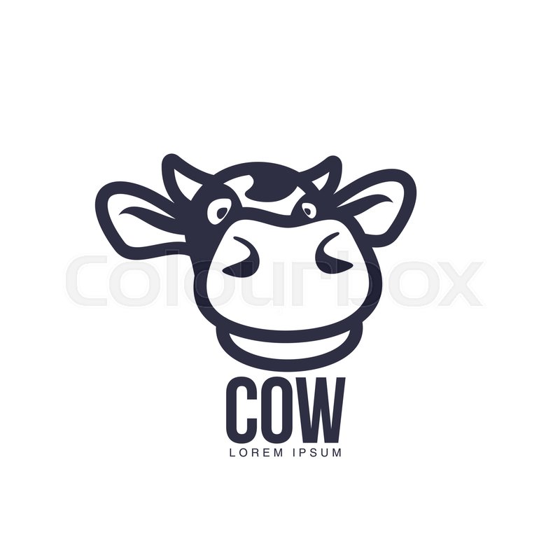800x800 Funny Cow Head Logo Template Cartoon Vector Illustration On White