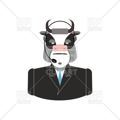 400x400 Farm Call Center, Cow With Headset, Customer Service Icon Vector