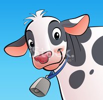 205x199 Smiling Cow With A Cowbell Stock Vectors