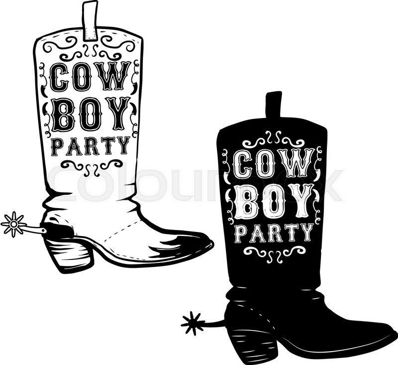 800x733 Cowboy Party. Hand Drawn Cowboy Boots Illustration. Design Element