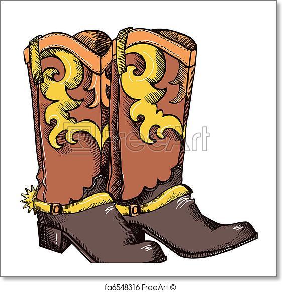 561x581 Free Art Print Of Cowboy Boots .vector Graphic Image. Cowboy Boots