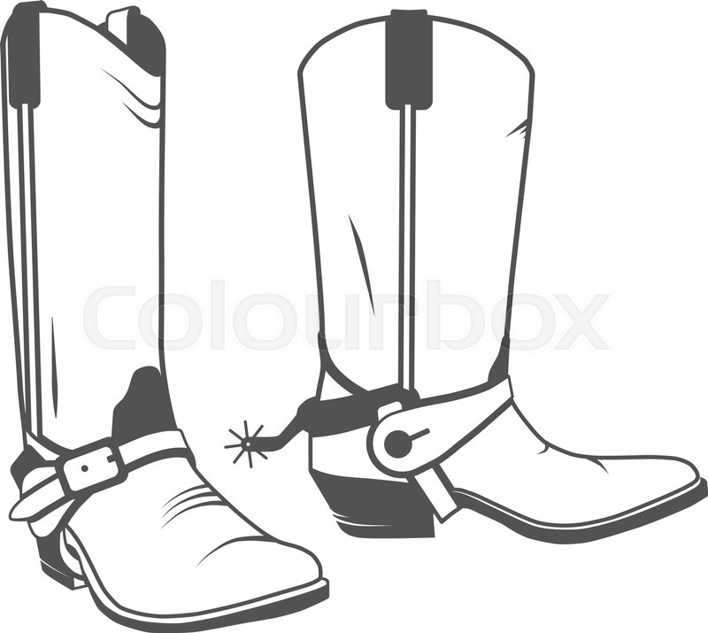 800x715 Two Vintage Western Cowboy Boots. Vector Illustration. Stock
