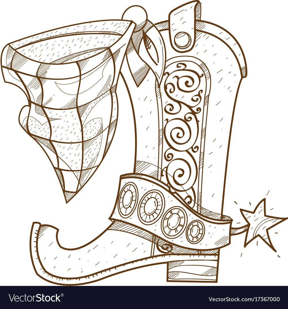 1000x1071 Cowboy Boot Logo Wild West Outline Drawing For Vector 17367000 20