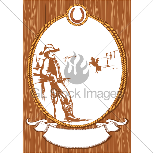 500x500 Vector Cowboy Poster Background For Design With Rope Frame Gl
