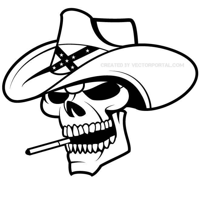 660x660 Cowboy Skull Graphics Free Vector 123freevectors