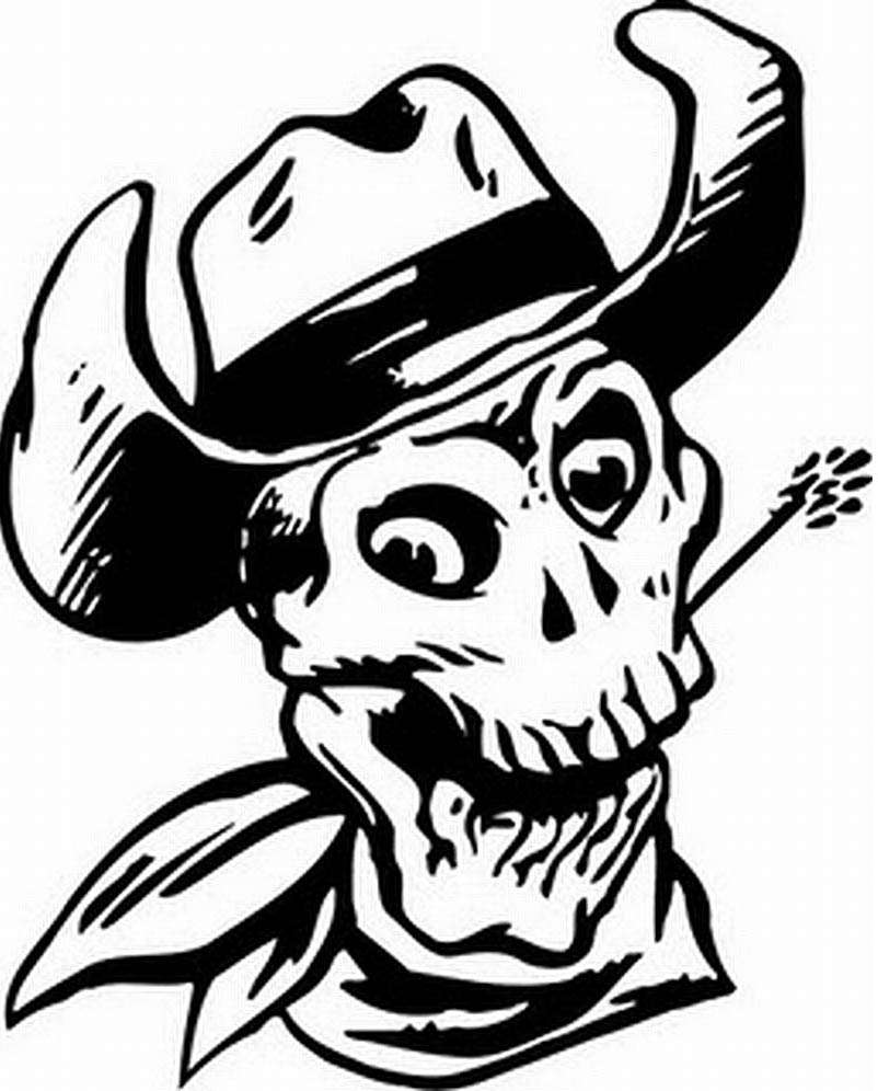 802x996 Cowboy Skull Toon Signtorch, Turning Images Into Vector Cut Paths.