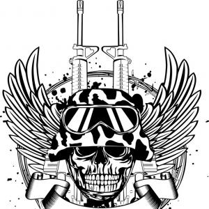 300x300 Cowboy Skull With Two Guns Vector Orangiausa