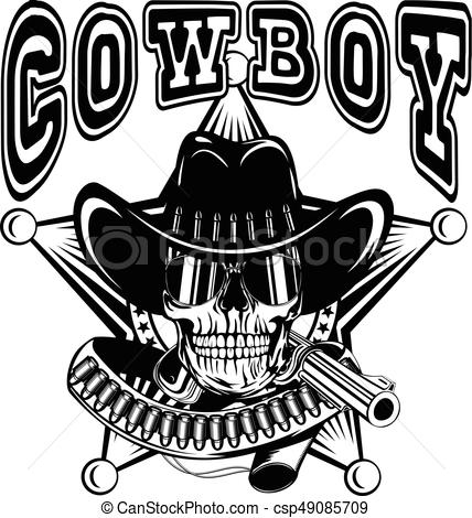 428x470 Cowboy Star Var 24. Vector Illustration Cowboy Skull With