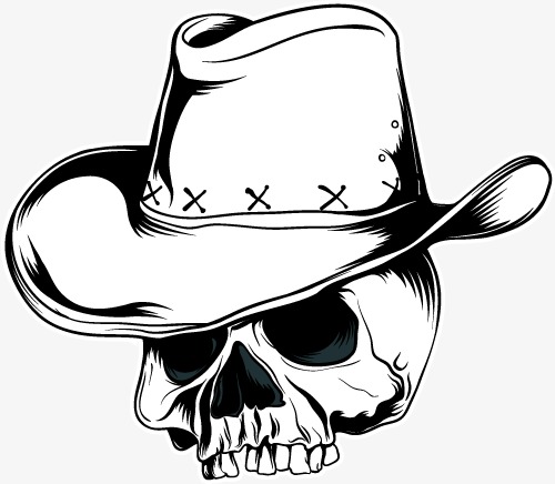 500x436 Skull With Cowboy Hat, Skull Vector, Cowboy Vector, Hat Vector Png