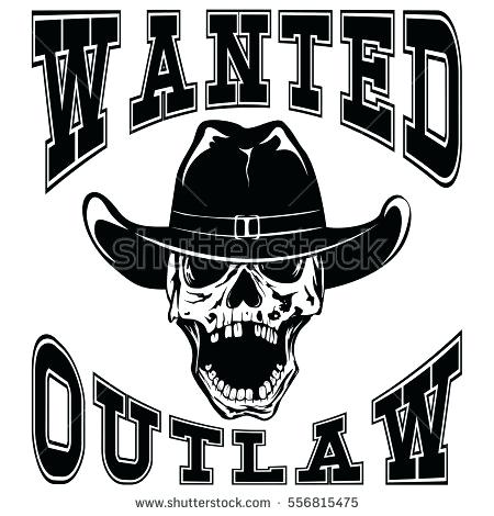 450x470 Vector Illustration Cowboy Skull In Hat And Lettering Wanted